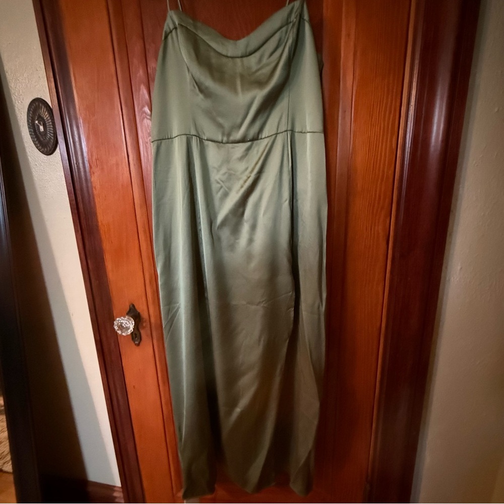 Long Satin Green Abercrombie & Fitch Dress